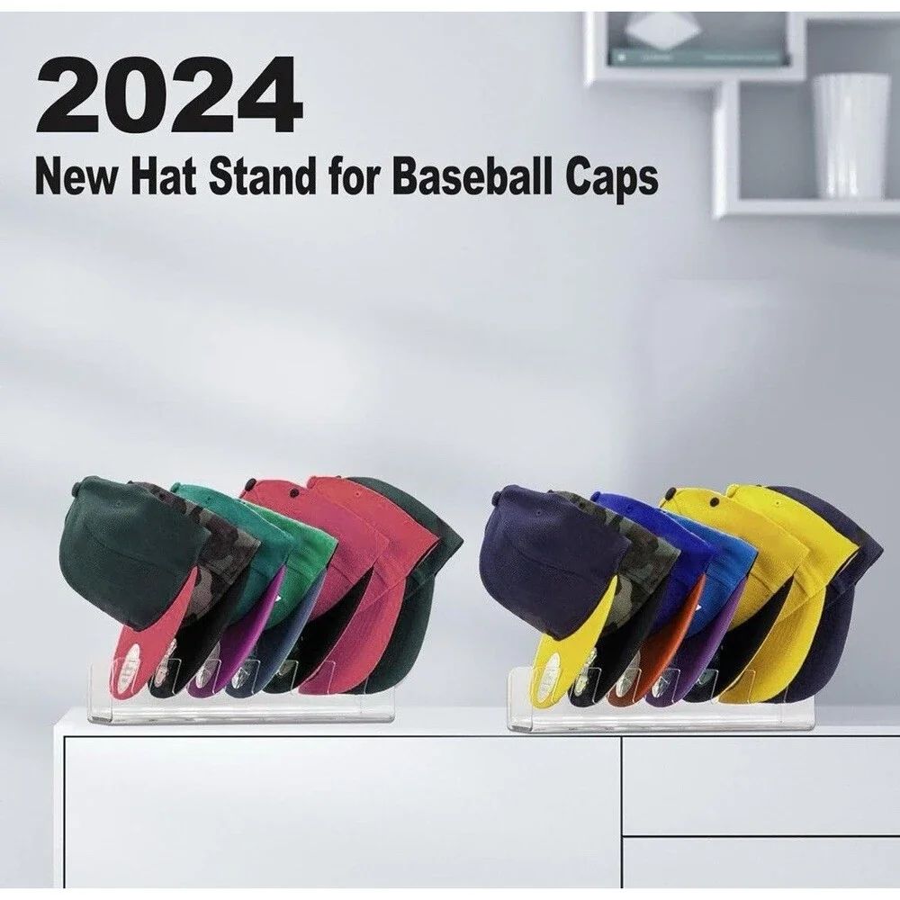 2 Pcs Stand for Baseball Caps No Install Acrylic Organizer for 14 Hat display